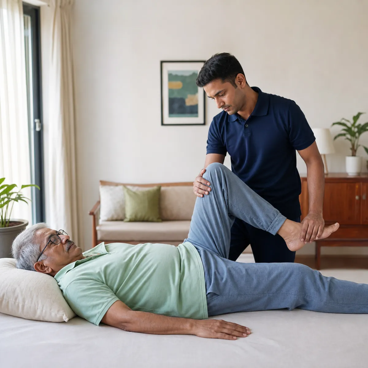 Physiotherapist assessing symptoms and functional limitations relevant to Palliative Physiotherapy in Kolkata