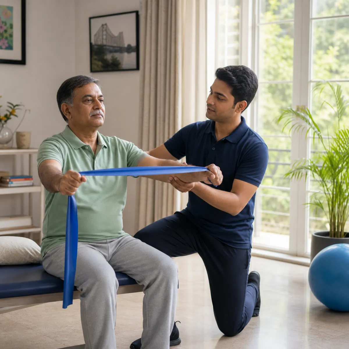 Physiotherapist guiding a structured Palliative Physiotherapy treatment session in Kolkata