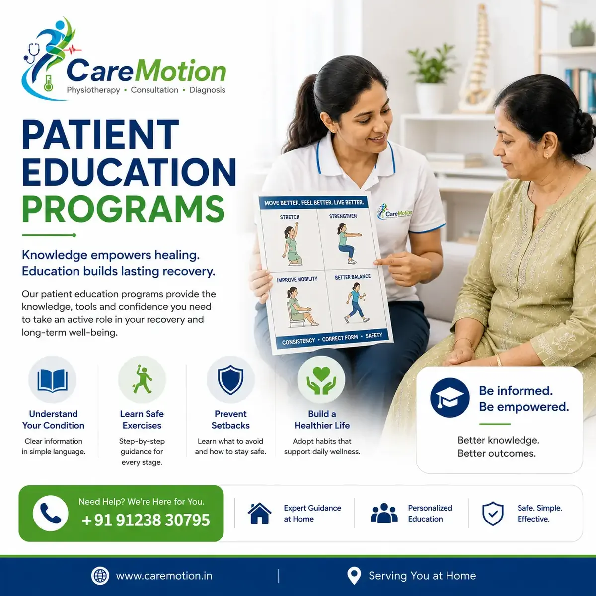 Physiotherapist walking a patient through a structured pre-surgical education program in Kolkata
