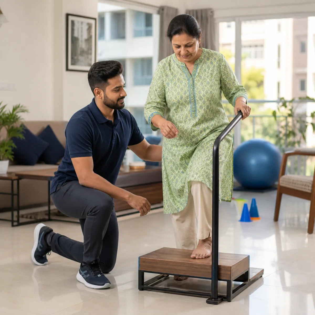 Patient participating in a goal-focused Peripheral Neuropathy Rehabilitation session with a physiotherapist in Kolkata