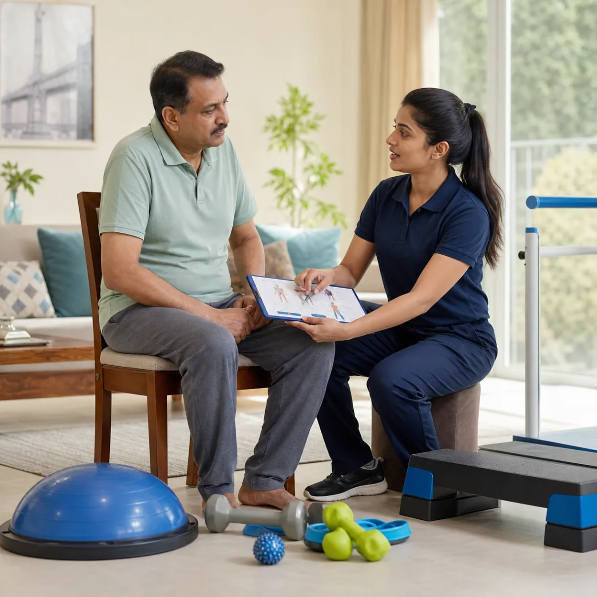 Physiotherapist completing an individualized Peripheral Neuropathy Rehabilitation assessment in Kolkata