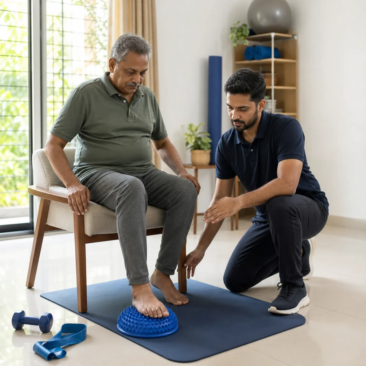 Physiotherapist guiding a structured Peripheral Neuropathy Rehabilitation treatment session in Kolkata