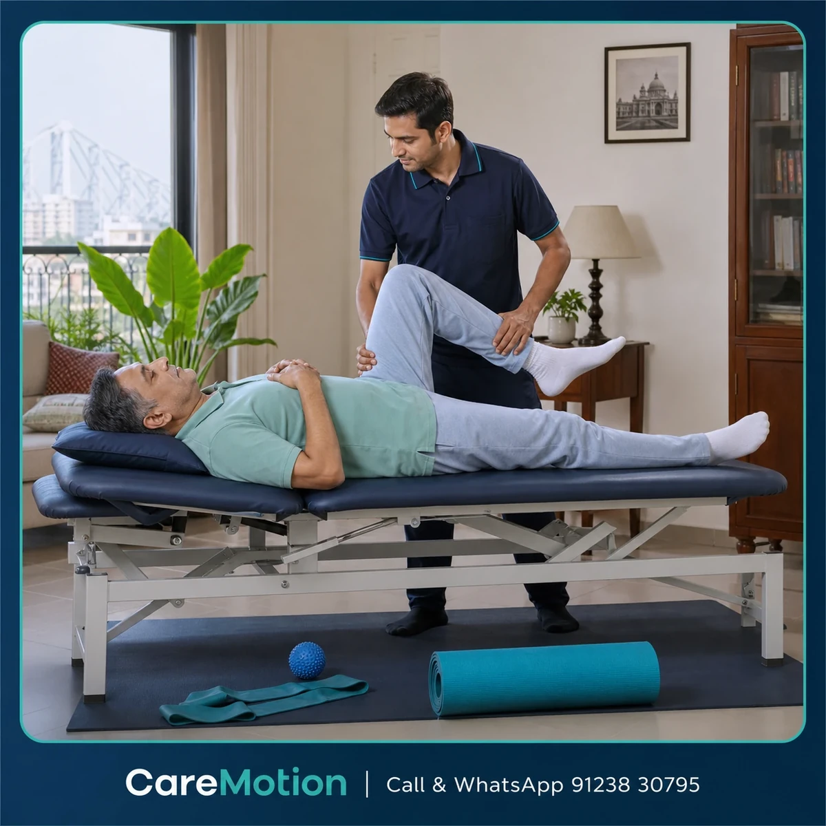 Patient receiving convenient home physiotherapy and rehabilitation support in Park Circus