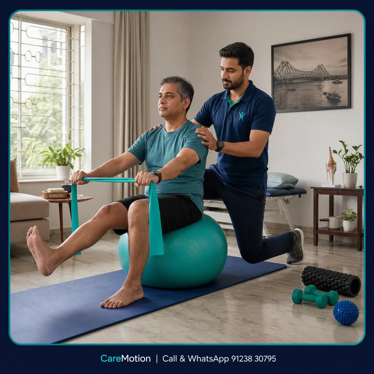 Physiotherapist providing local, in-home physiotherapy for a patient in Park Circus