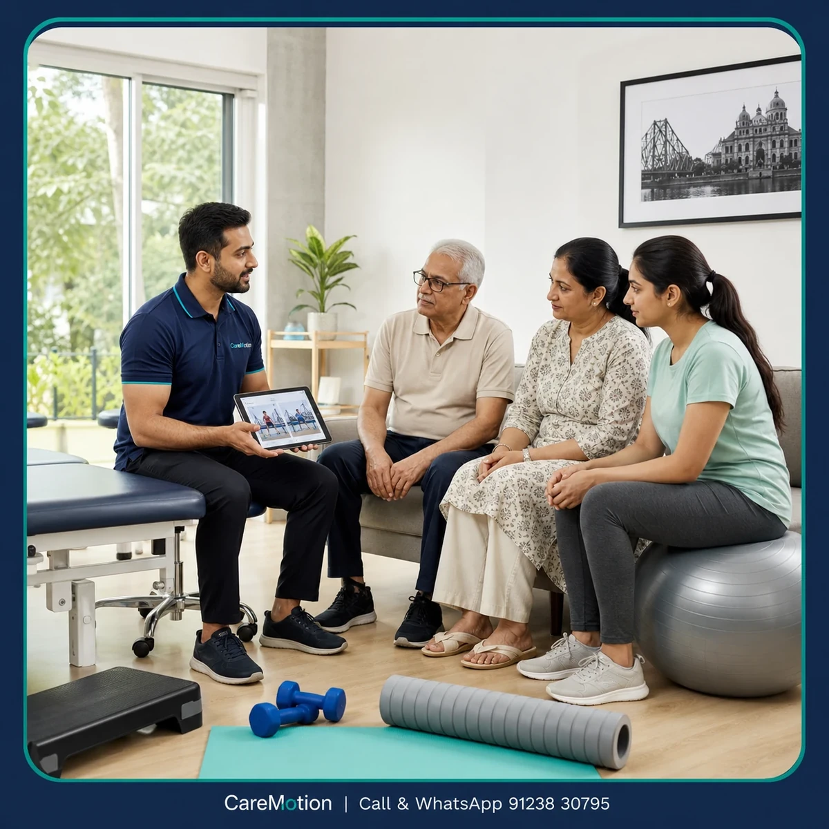 CareMotion physiotherapist providing assessment-led Home Based Physiotherapy in Park Circus