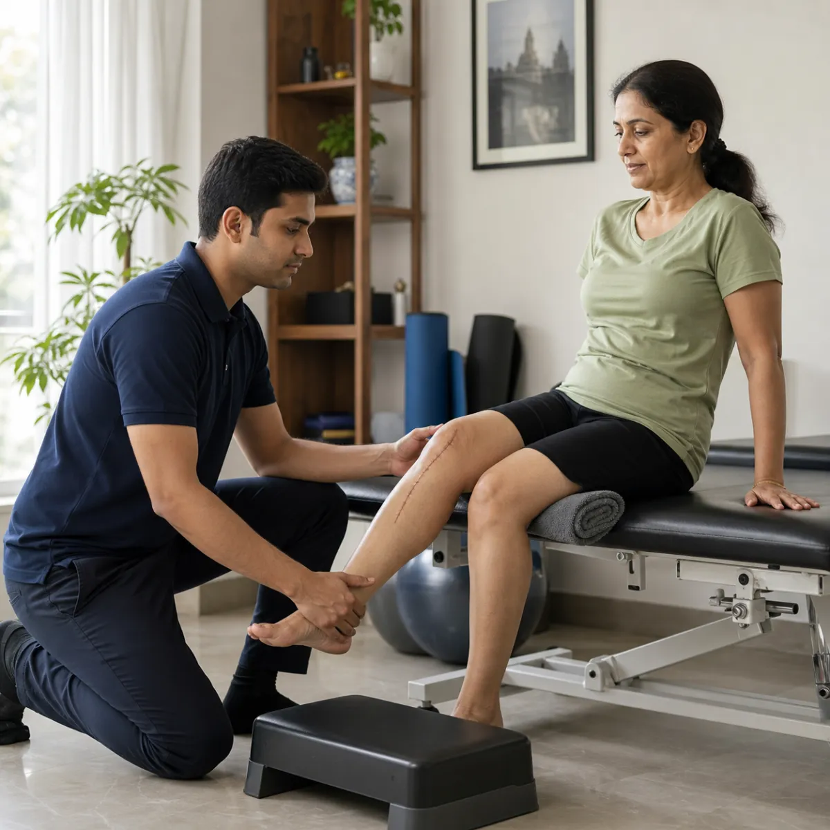 Physiotherapist assessing symptoms and functional limitations relevant to Post Surgical Rehabilitation in Kolkata