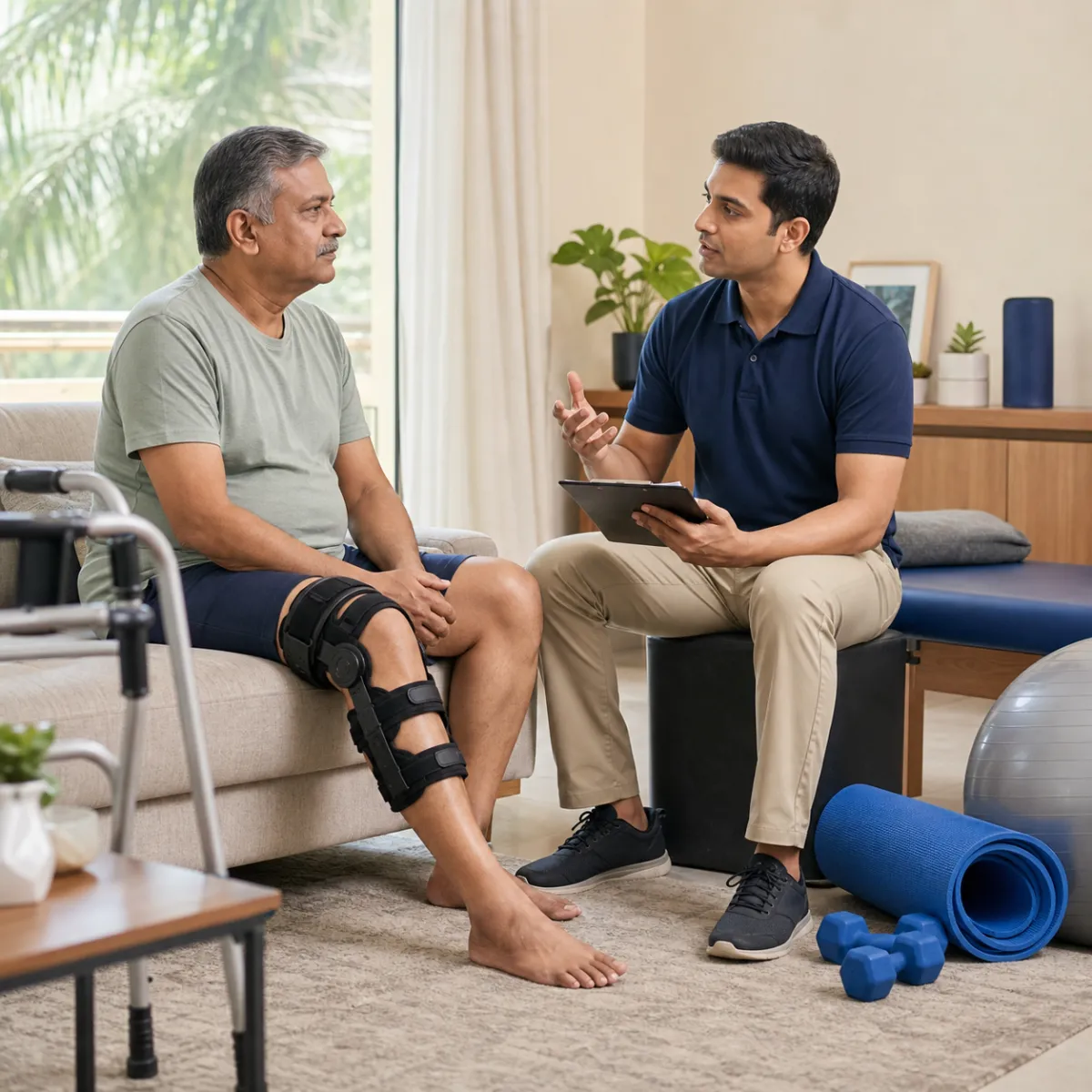 Physiotherapist completing an individualized Post Surgical Rehabilitation assessment in Kolkata