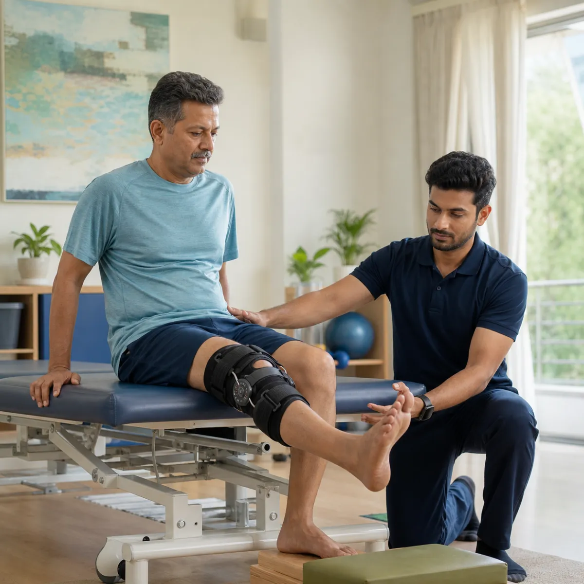 Physiotherapist guiding a structured Post Surgical Rehabilitation treatment session in Kolkata