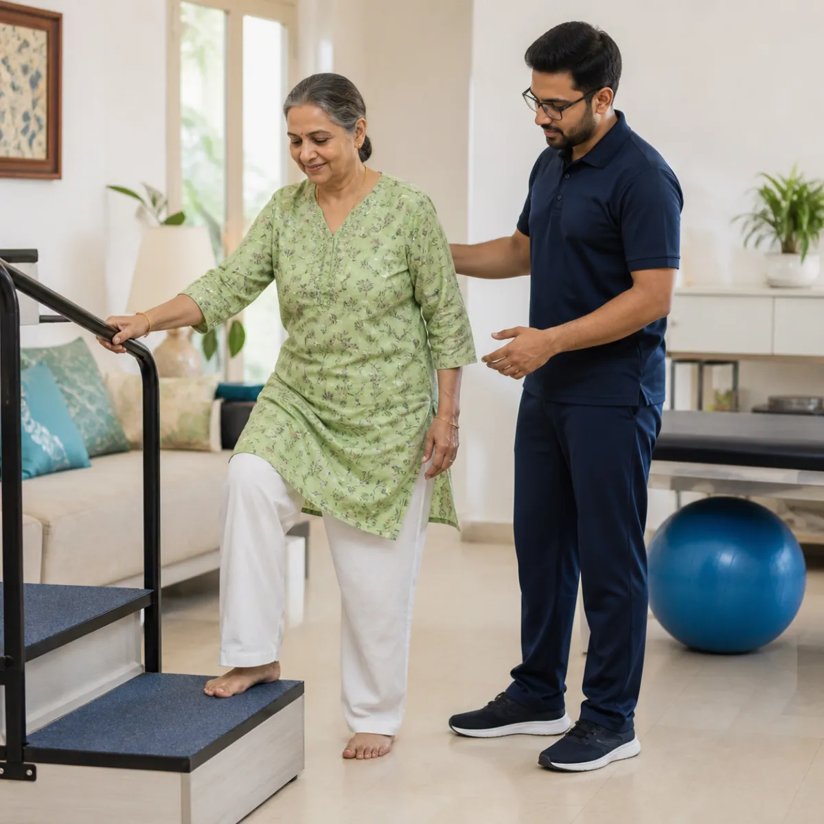 Patient participating in a goal-focused Rheumatoid Arthritis Rehabilitation session with a physiotherapist in Kolkata