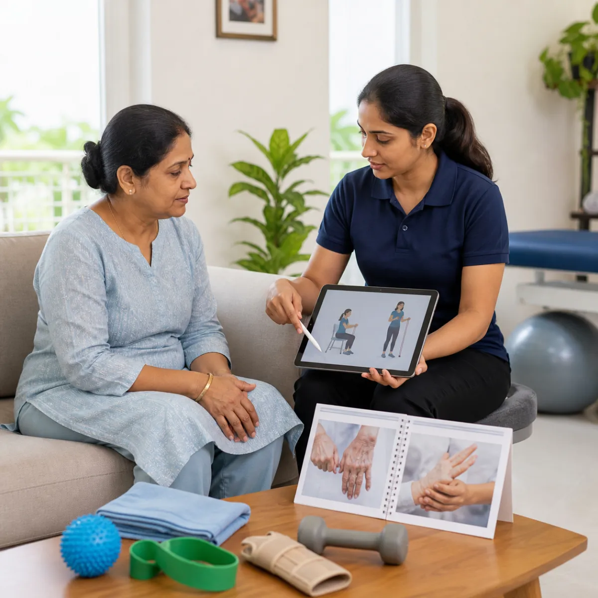 CareMotion physiotherapist delivering a personalized Rheumatoid Arthritis Rehabilitation service in Kolkata