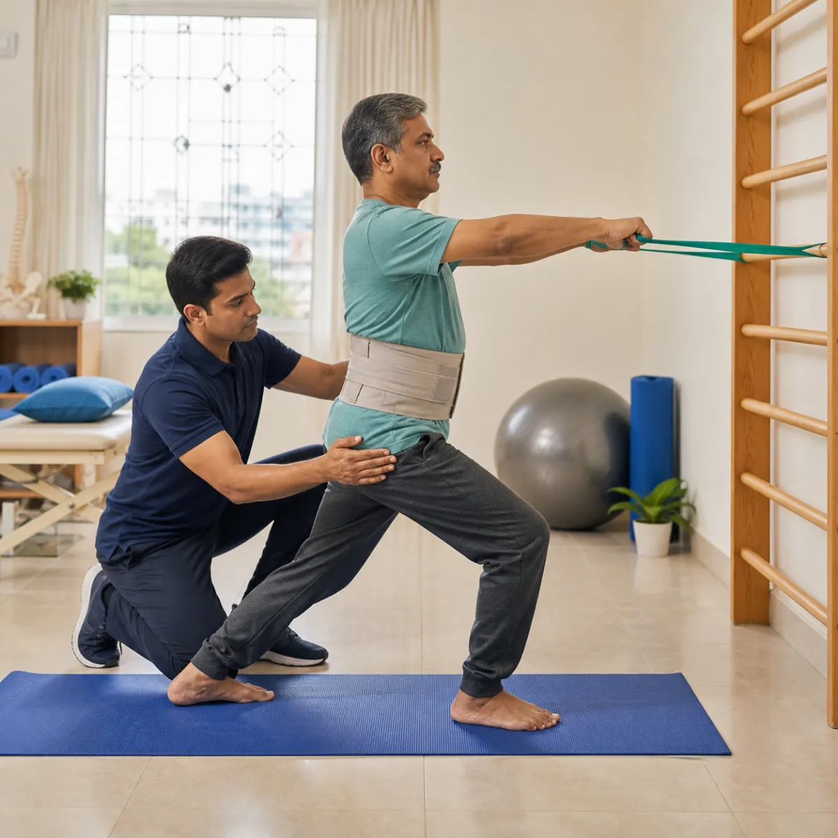 Physiotherapist guiding a structured Spine Surgery Rehabilitation treatment session in Kolkata