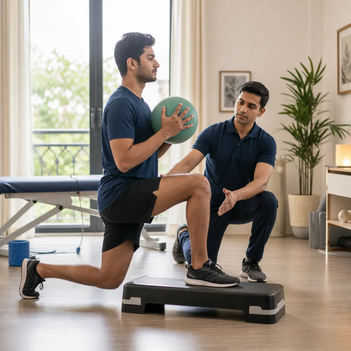 Patient participating in a goal-focused Sports Physiotherapy session with a physiotherapist in Kolkata