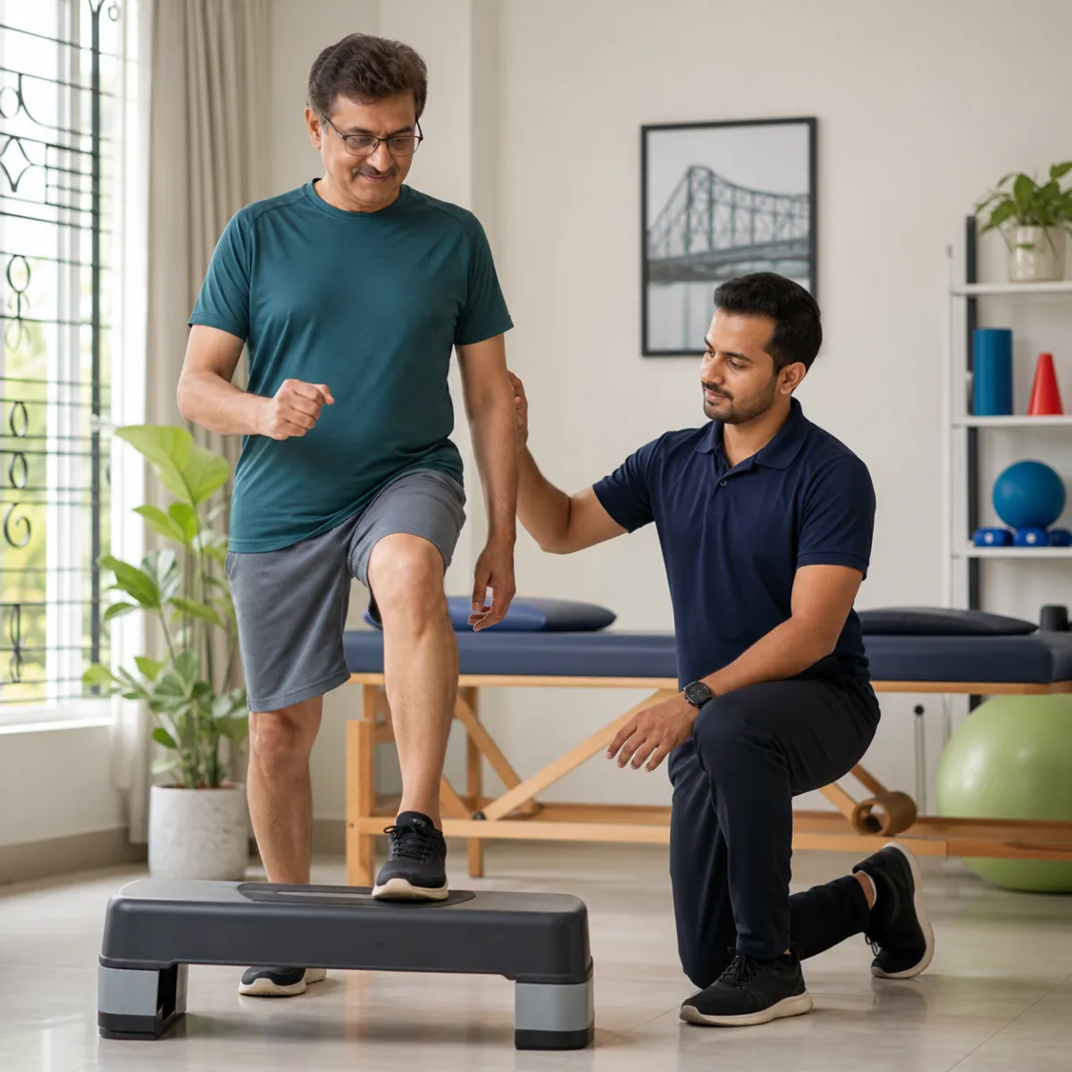 Patient participating in a goal-focused Tendinitis and Bursitis Treatment session with a physiotherapist in Kolkata