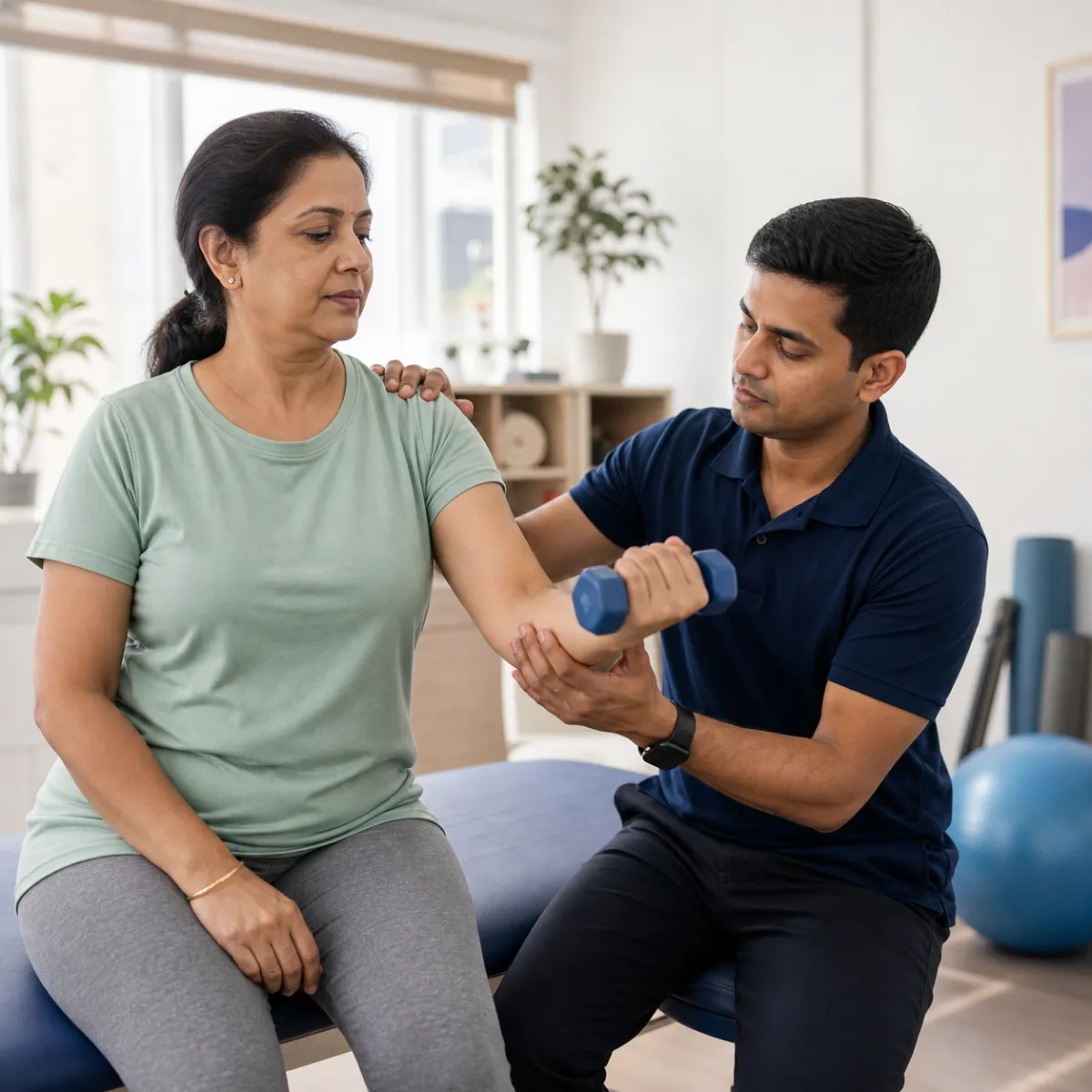 Physiotherapist guiding a structured Tendinitis and Bursitis Treatment treatment session in Kolkata