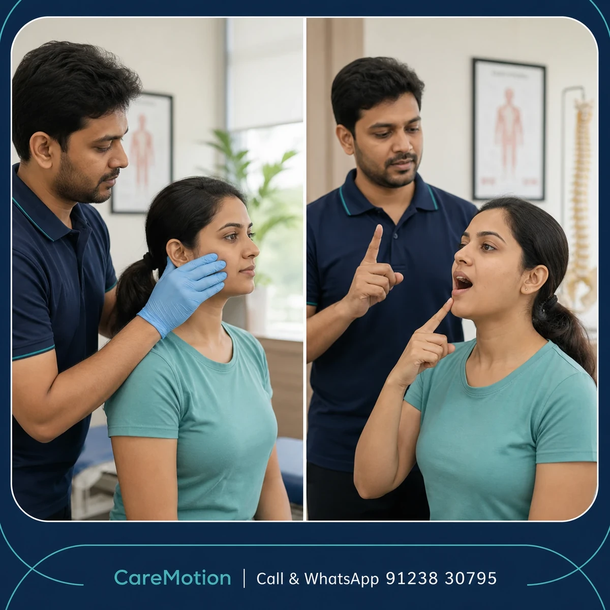 Physiotherapist guiding a structured TMJ Physiotherapy session in Kolkata