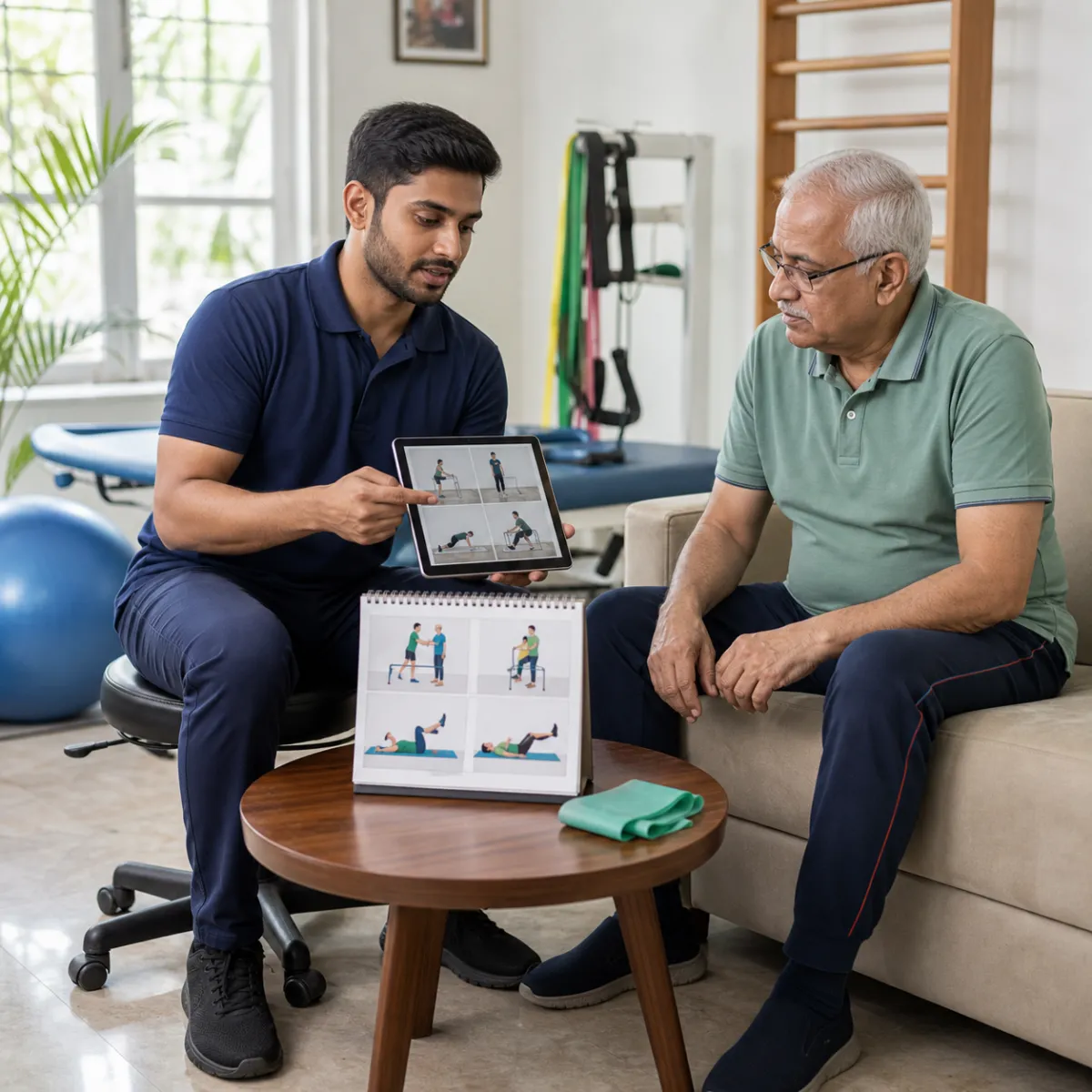 CareMotion physiotherapist delivering a personalized Total Hip Replacement Rehabilitation service in Kolkata