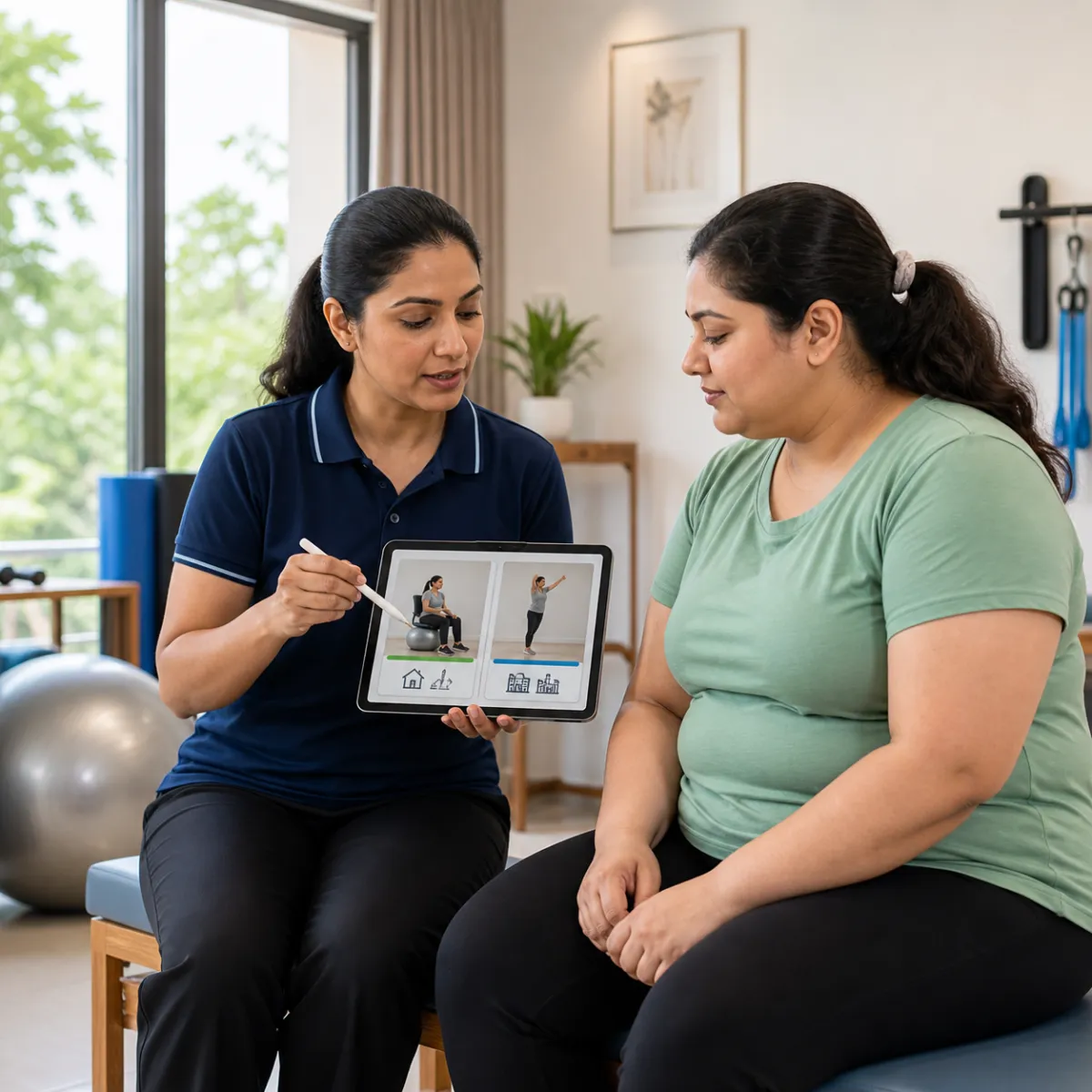 CareMotion physiotherapist delivering a personalized Weight Management Physiotherapy service in Kolkata