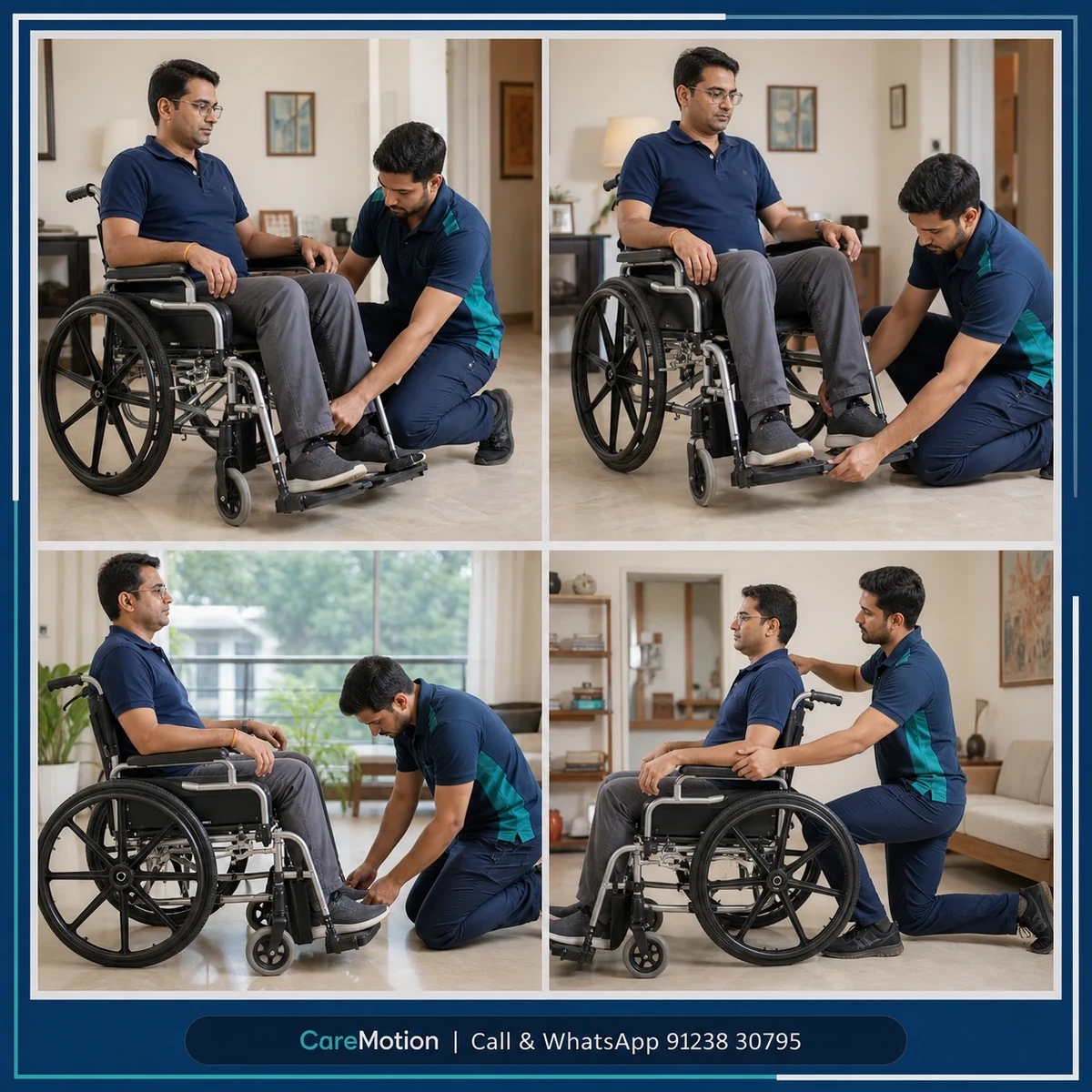 Physiotherapist guiding a structured Wheelchair Assessment and Training session in Kolkata